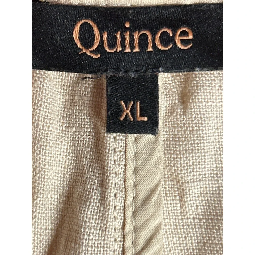 Quince Linen Minimal Elastic Waist Pocket Pants Beige Women's Size‎ XL